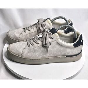 Coach Lowline Signature Low Top Chalk Cobalt Leather Sneakers Men's Size 8.5D